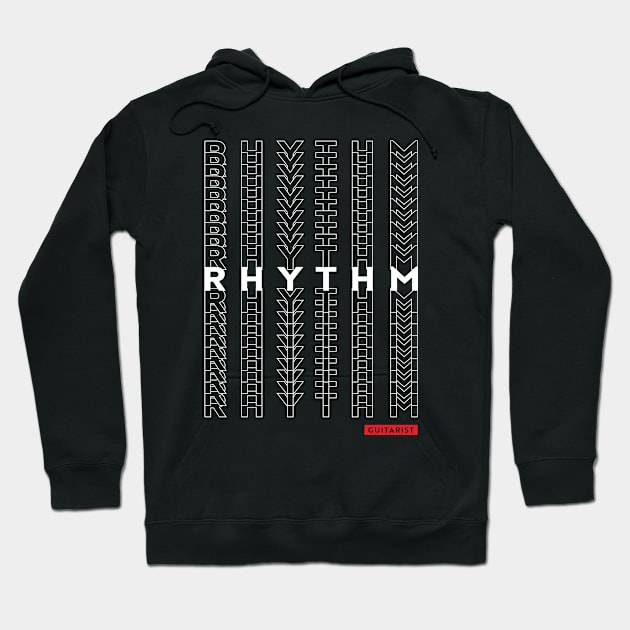 Rhythm Guitarist Repeated Text Dark Theme Hoodie by nightsworthy